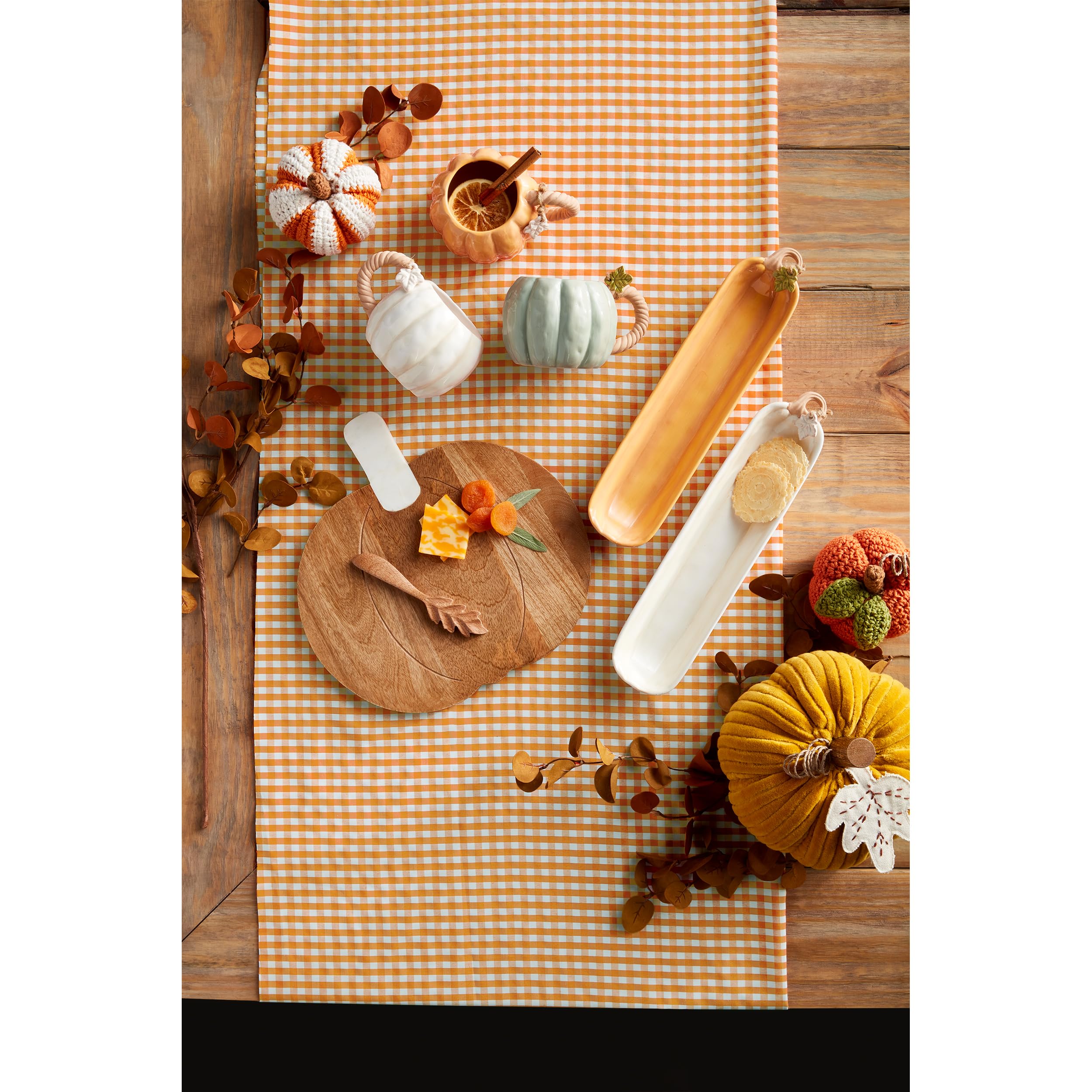 Mud Pie Orange Pumpkin Cracker Dishes - Set of 2, 2