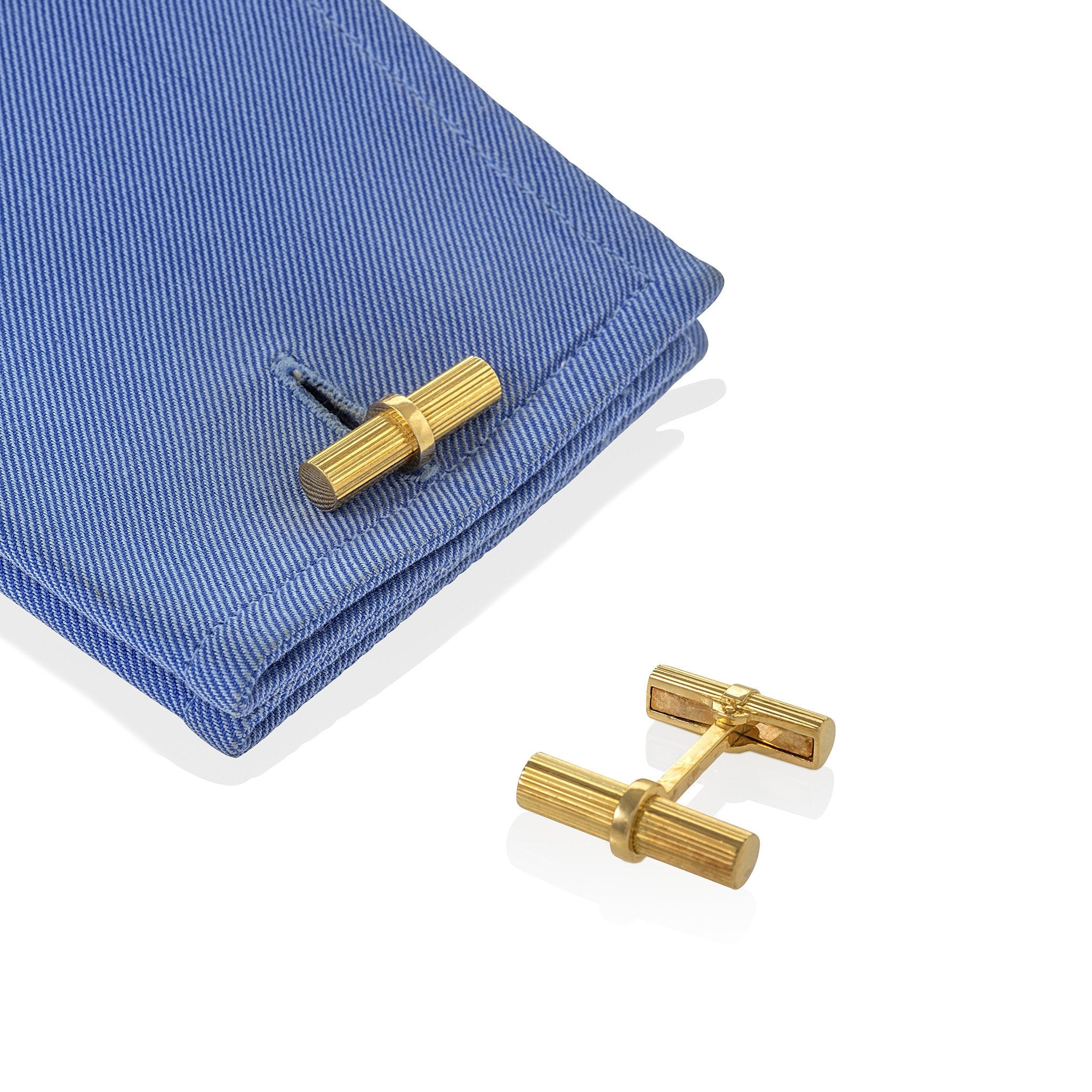 Van Cleef & Arpels 18K Gold Luxury Cylinder Cufflinks for Men - Elegant Dress Shirt Accessories for Weddings, Business & Formal Events