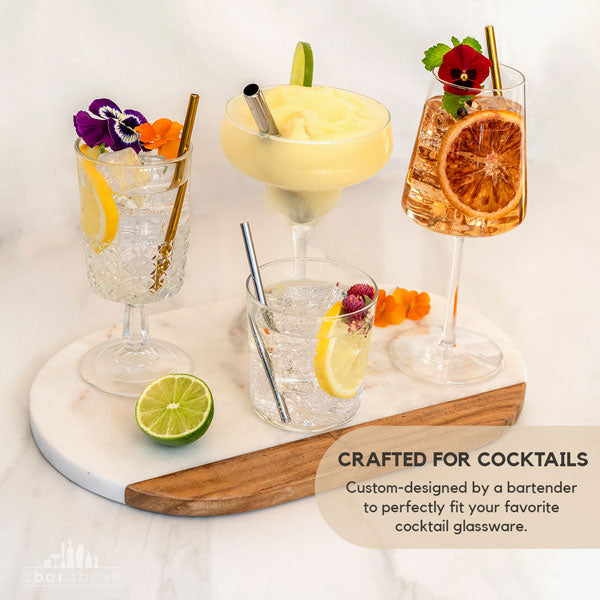 Premium Gold Metal Cocktail Straws - Reusable Drinking Straws for Parties, Bars & Home Use - Elegant Stirring & Sipping Accessories for Cocktails, Smoothies & Iced Beverages