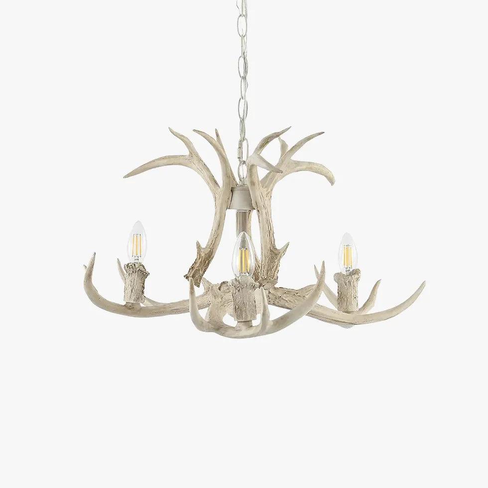 Faux Antler White Candelabra Branch Chandelier - Rustic Farmhouse Ceiling Light Fixture for Dining Room, Bedroom & Cabin Decor