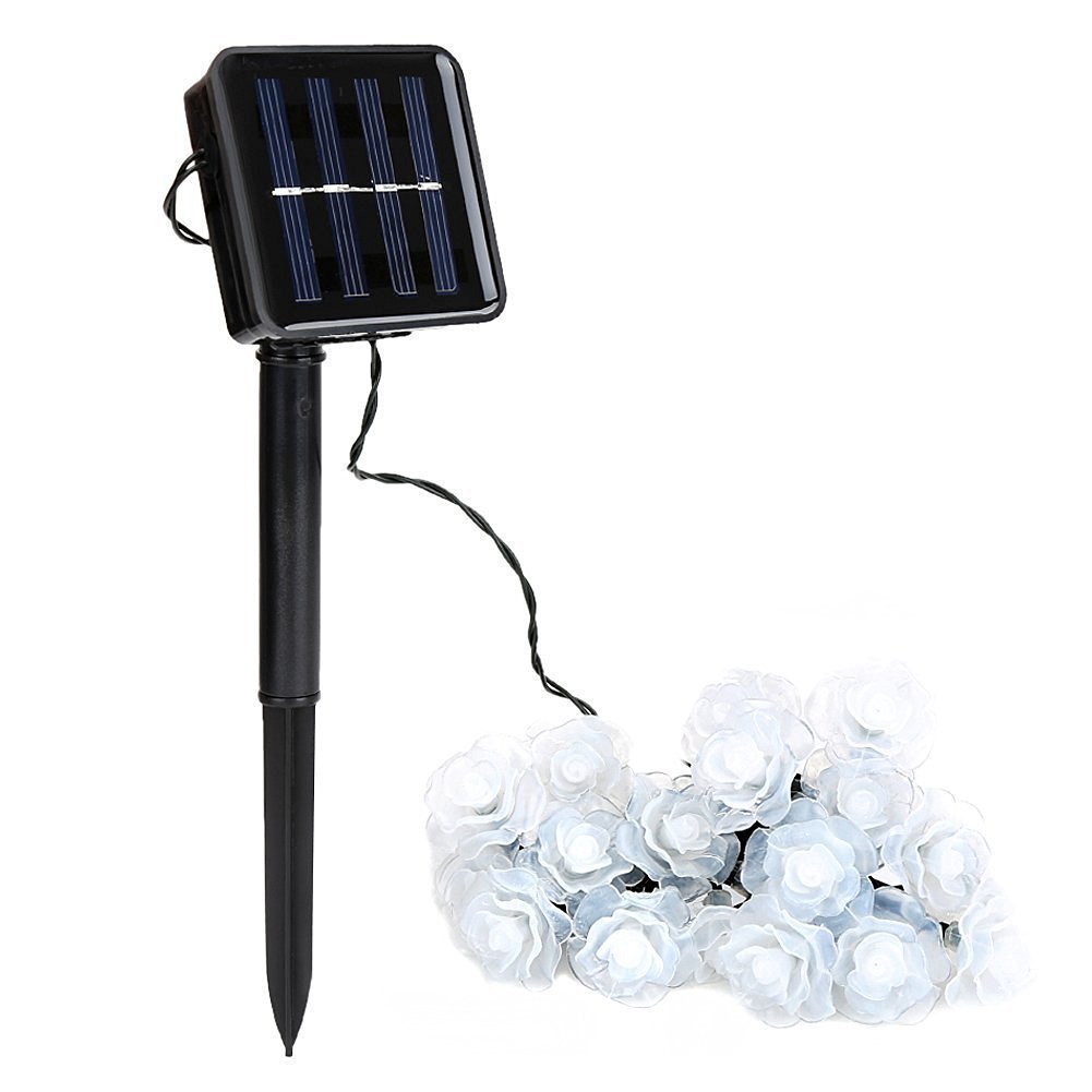 Solar Powered Flower String Lights - 20FT Waterproof 30LED Rose Fairy Lights with 8 Lighting Modes | Outdoor Garden Decor, Pathway Lighting, Wedding & Christmas Decoration (Blue) - Perfect for Patio, Backyard, Party & Holiday Decorations