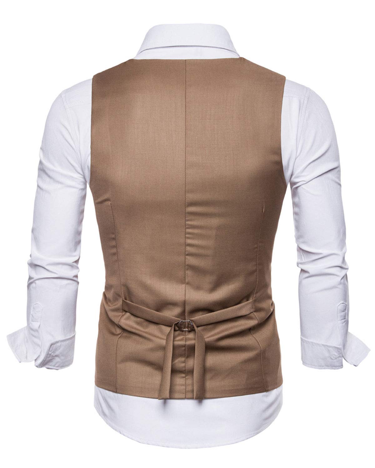 MllesReve Men's Slim Fit Waistcoat Vest - U Neck Double Breasted Formal Suit Vest for Wedding, Business & Evening Events