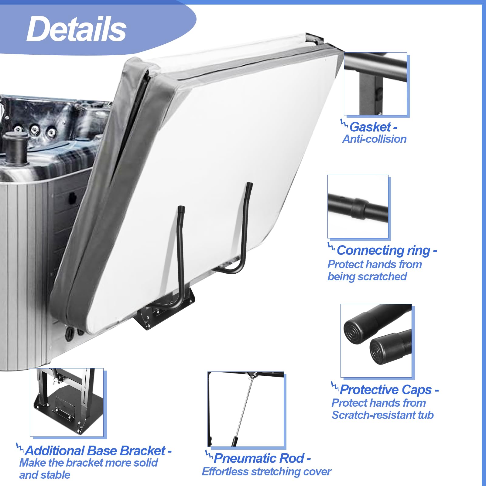 **Hydraulic Hot Tub Cover Lift - Adjustable U-Arm Spa Cover Lifter with Reinforced Brackets for Easy Removal | Fits Most Spas & Hot Tubs | Perfect for Backyard Relaxation & Outdoor Entertaining**