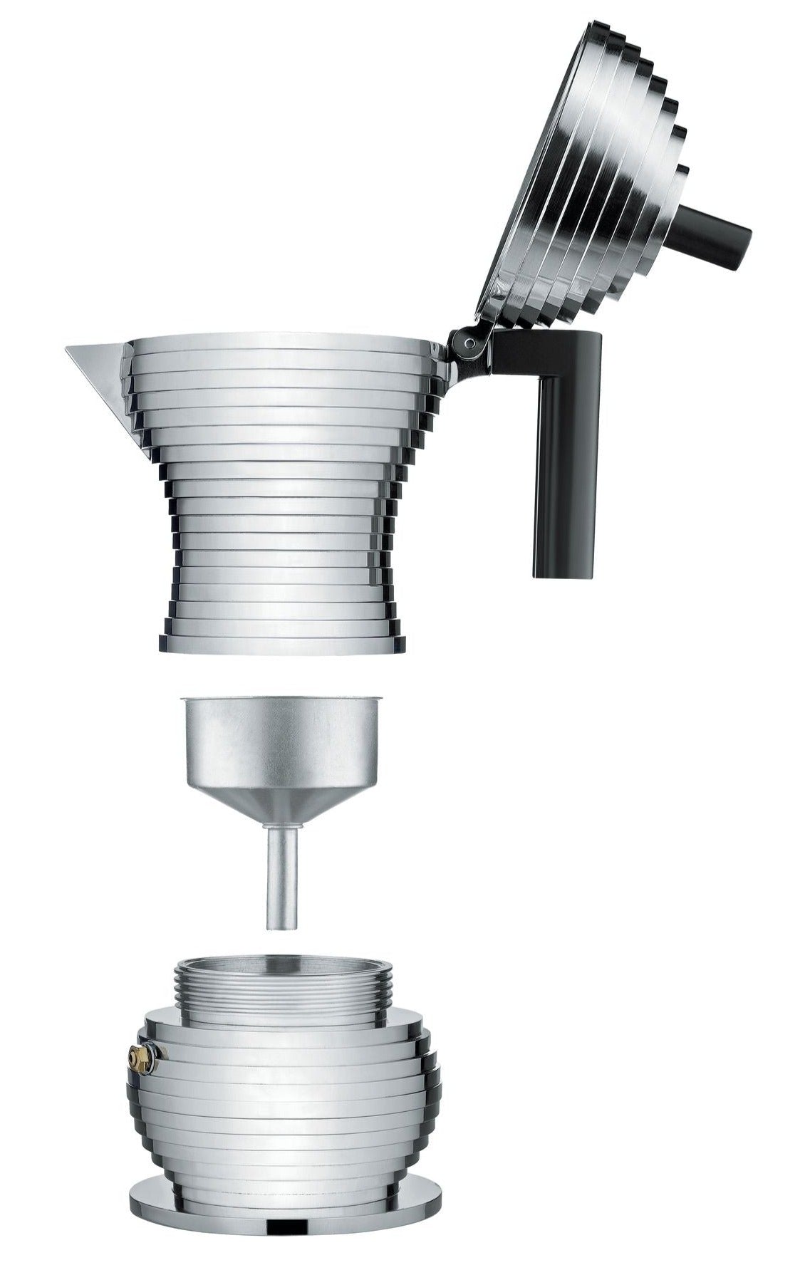 Alessi Pulcina Espresso Coffee Maker - Black, 3 Cup Stovetop Moka Pot for Rich Italian Coffee | Perfect for Home, Office & Camping Use