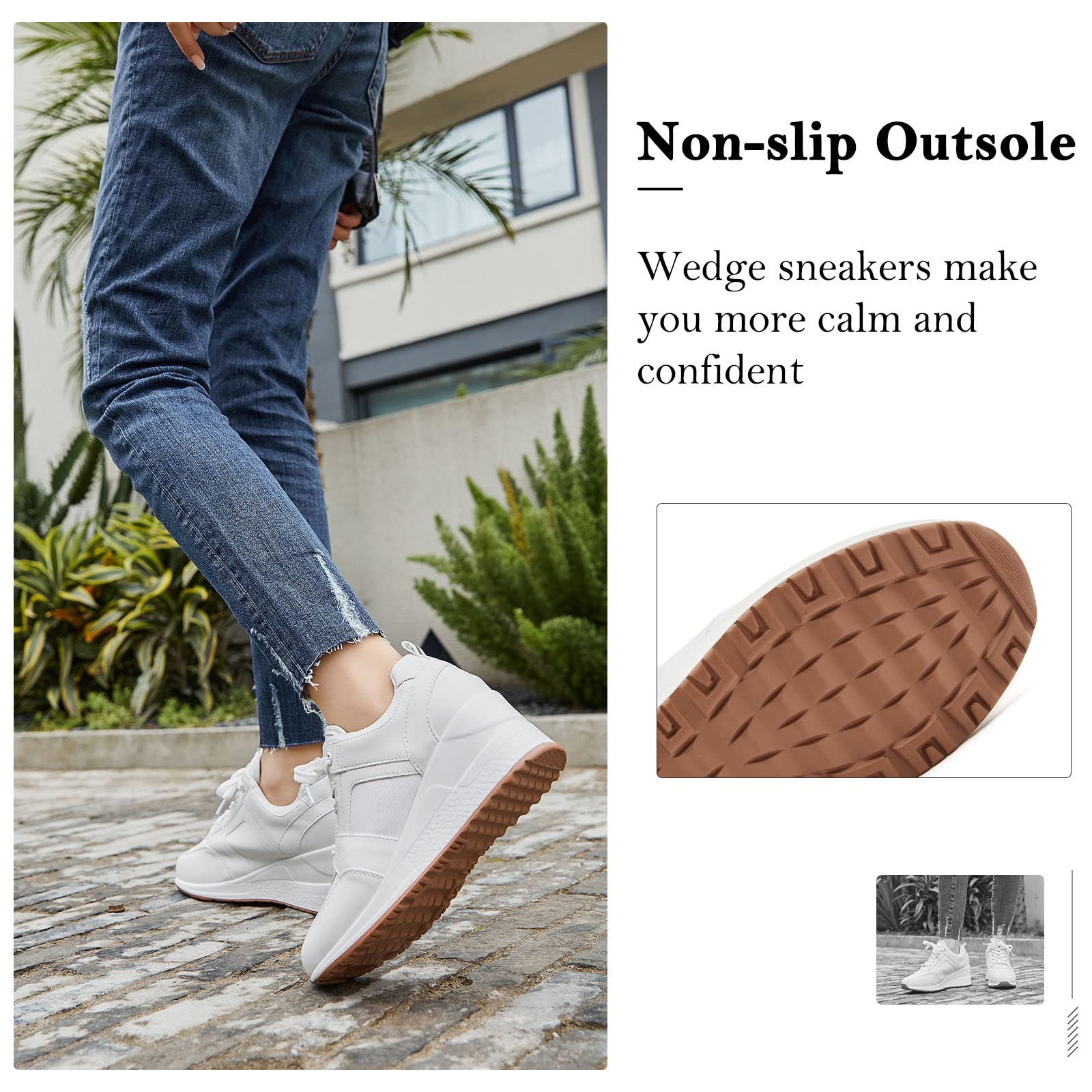 Cestfini Women's Fashion Wedge Sneakers - Stylish High Heel Platform Tennis Shoes with Hidden Wedge for Casual & Dressy Outfits | Perfect for Work, Parties & Everyday Wear