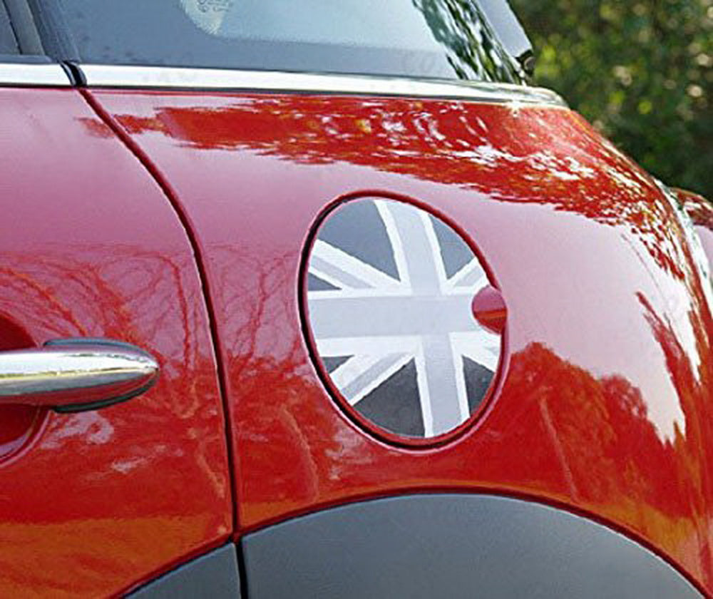 Black Union Jack UK Flag Vinyl Sticker Decal for Mini Cooper Gas Cap - Waterproof Car Decoration for Mini Cooper S, Countryman, Clubman (Perfect for Car Shows, Personalization & British Pride)