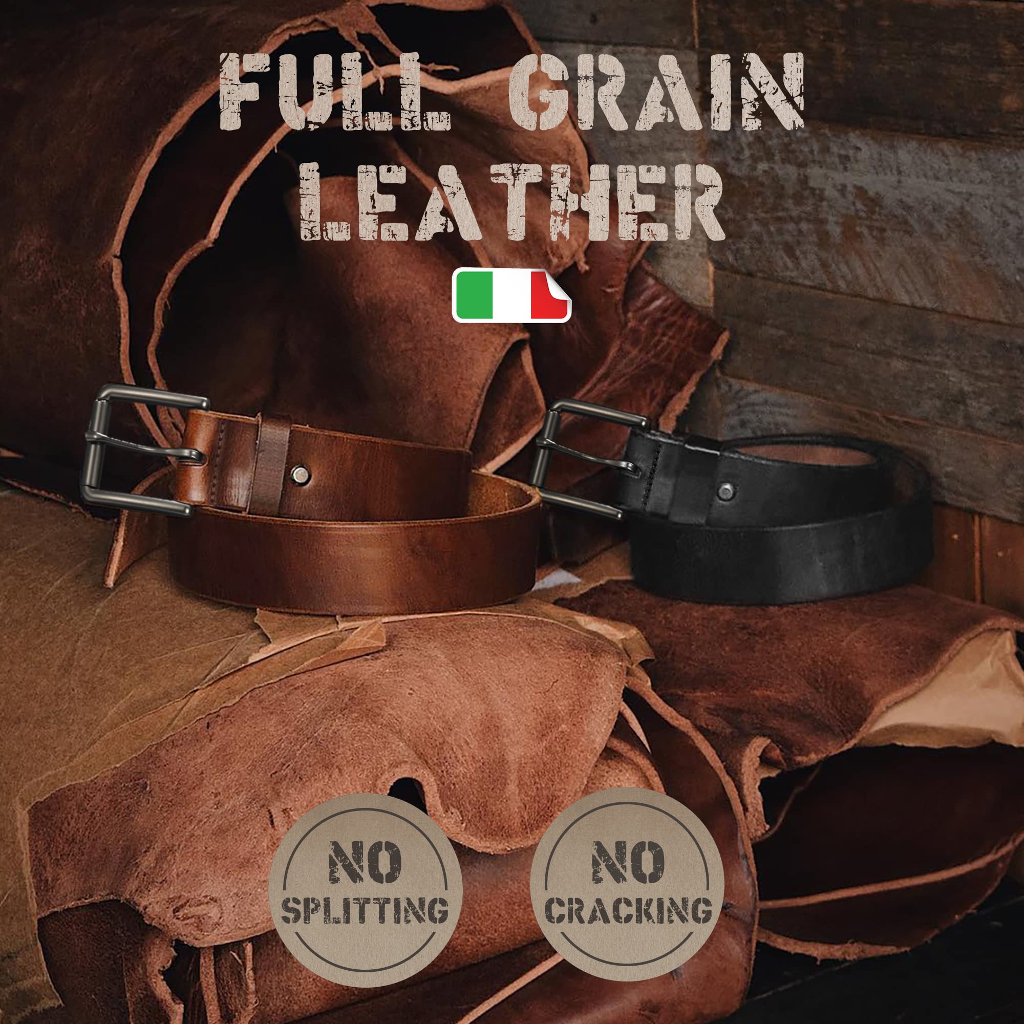 Premium Full Grain Leather Belt for Men - 1.5