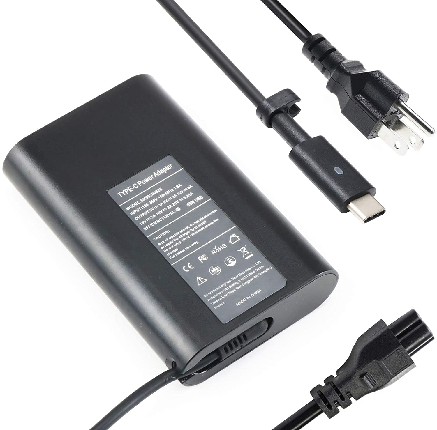 Original AC Power Adapter Charger for Dell Inspiron 5280 2-in-1 Laptop - 65W USB-C Charging Block with Power Cord - Compatible with Dell XPS, Latitude Series - Perfect for Home, Office & Travel Use