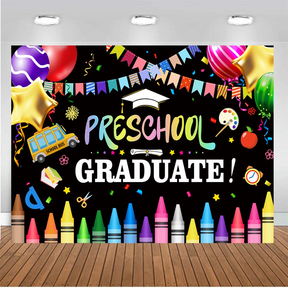CHAIYA 7x5ft Graduation Backdrop for Preschool & Kindergarten - Congrats Grad Party Banner for School Ceremony, Prom Decorations (CY-226) - Perfect for Graduation Photos, Classroom Decor & Celebration Events