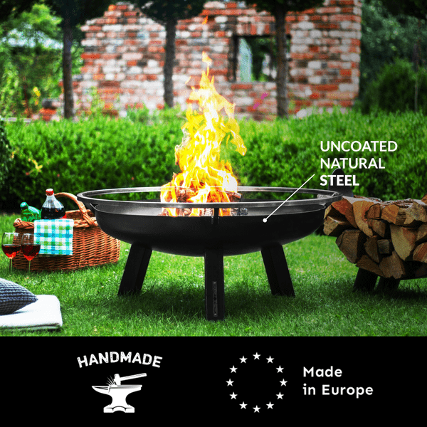 Porto 24 Inch Outdoor Fire Pit - Heavy Duty Steel Fire Bowl for Patio, Backyard, Camping & Garden - Perfect for Bonfires, S'mores & Outdoor Gatherings
