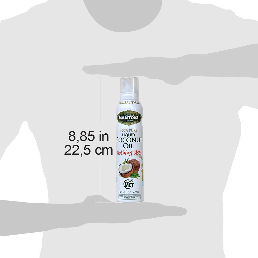 100% Pure Mantova Coconut Oil Spray - Healthy Keto Cooking Oil for Baking, Grilling & Seasoning | Versatile No-Waste Dispenser (5 oz) - Perfect for Meal Prep, Low-Carb Diets & Kitchen Convenience