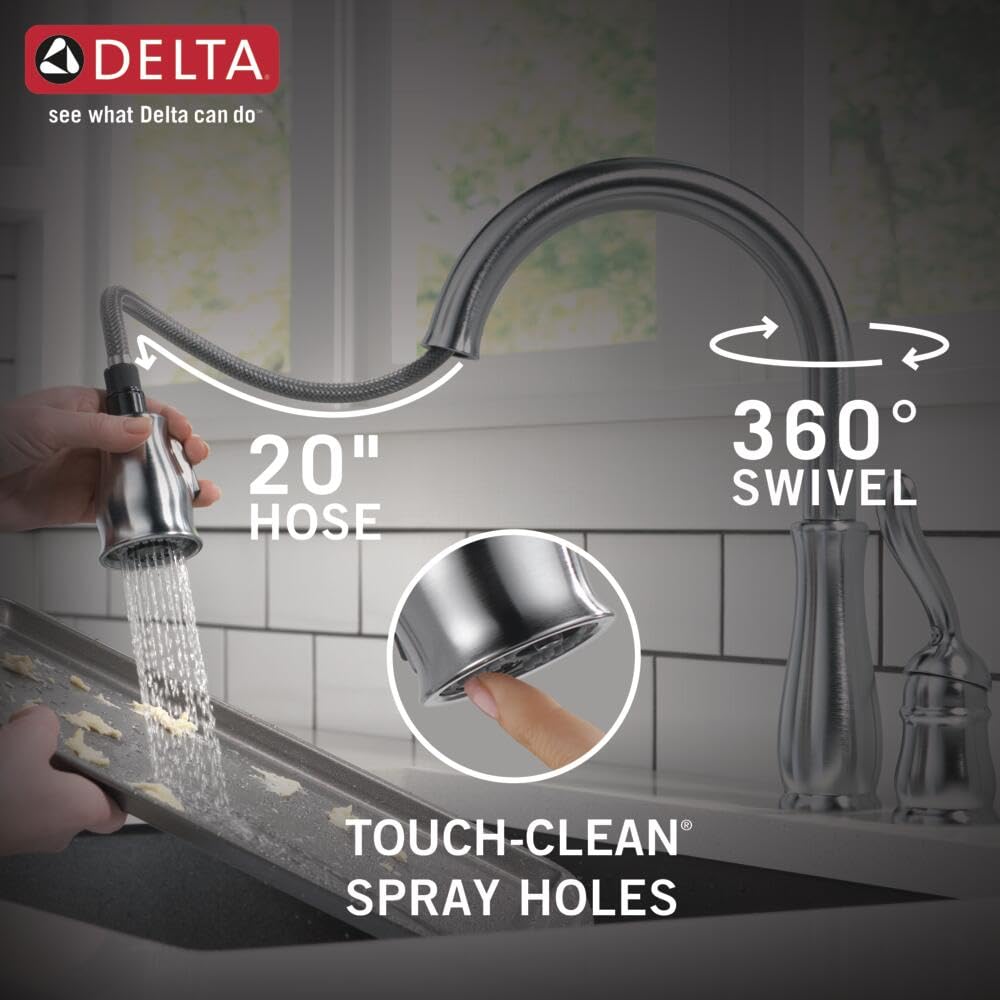 Delta Faucet Leland Brushed Nickel Kitchen Faucet with Pull Down Sprayer - Magnetic Docking Spray Head, Arctic Stainless 978-AR-DST | Perfect for Modern Kitchens, Dishwashing & Food Prep