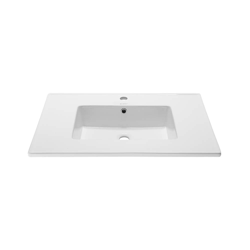Swiss Madison SM-VT328 Voltaire Glossy White Vanity Top Sink - Modern Bathroom Sink for Powder Room, Guest Bath & Master Suite
