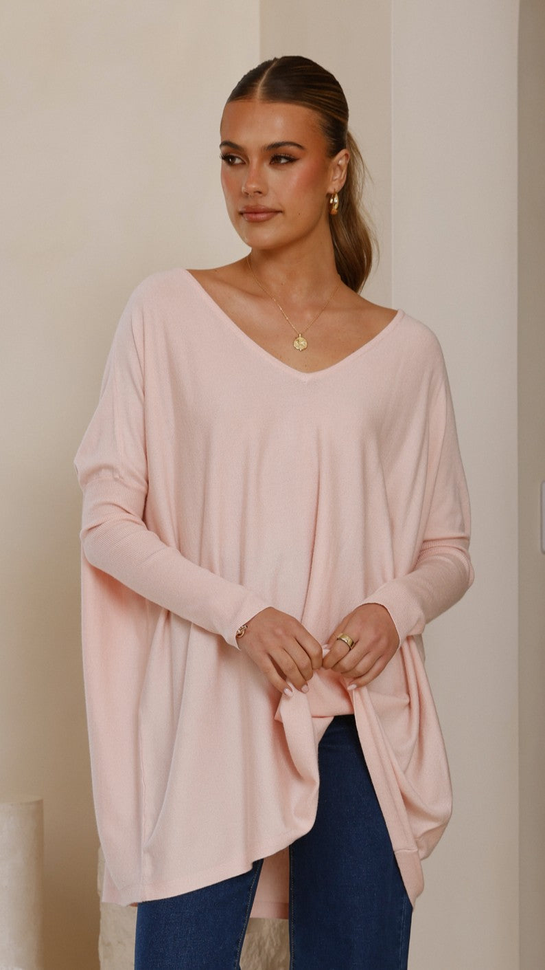 Amalia Knit Top for Women - Soft Blush Pink Casual T-Shirt | Perfect for Everyday Wear, Layering & Office Outfits