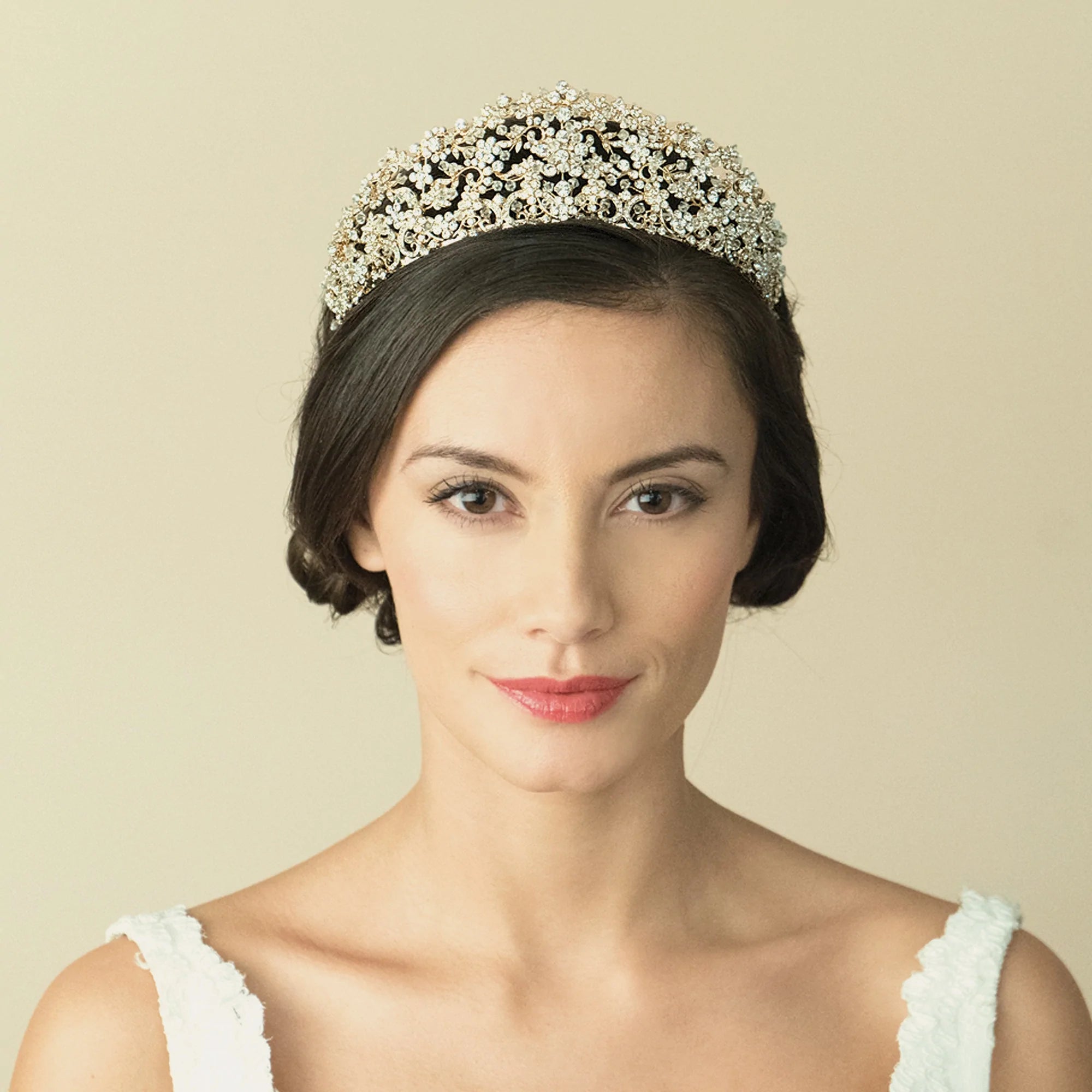 Elegant Gold Wedding Tiara with Sparkling Crystals - Phoenix Design Bridal Crown for Bride, Prom, Pageant & Special Occasions