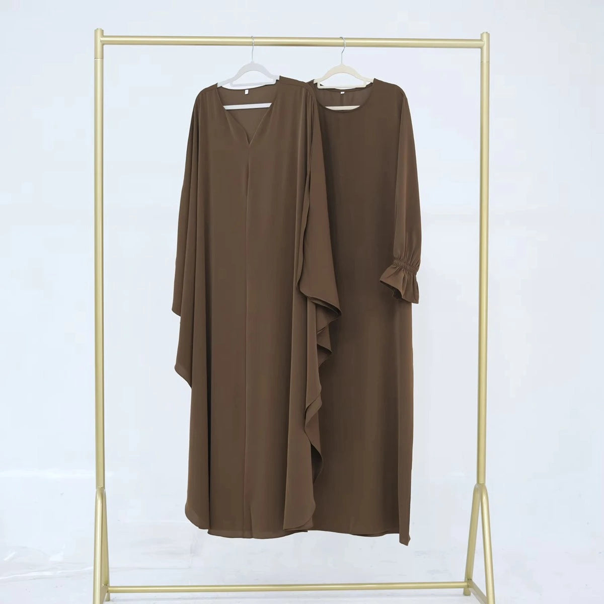 2-Piece Set Nida Abaya Dress with Cape #25949 - Elegant Muslim Women's Prayer Dress for Ramadan & Special Occasions