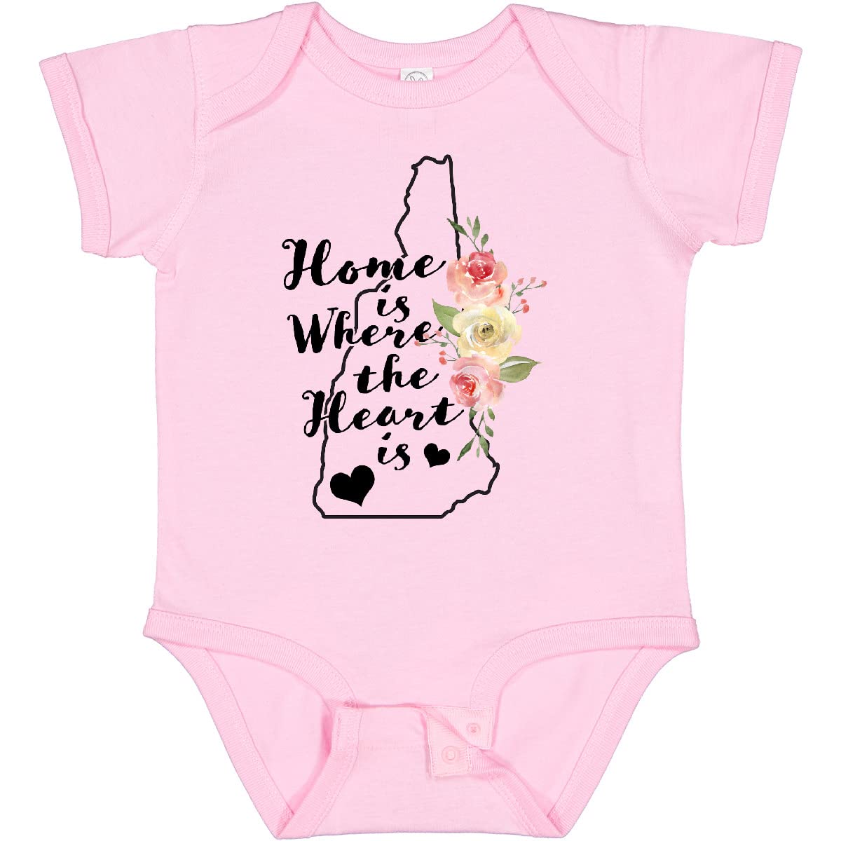 Inktastic New Hampshire Home is Where The Heart is Watercolor Baby Bodysuit - Soft Cotton Infant Onesie for Newborns, Cute Gift for Baby Showers & Family Photos