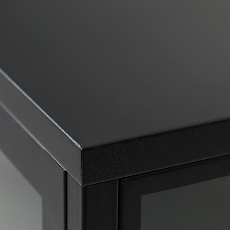 Black CARMEL 2-Door Glass Display Cabinet 110x140cm - Perfect for Living Room, Dining Room, or Office Decor & Storage