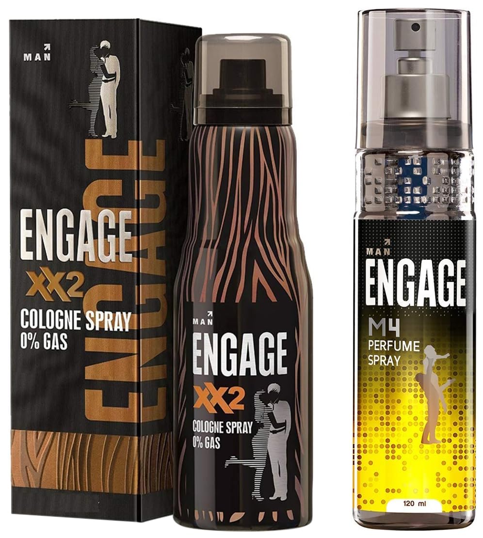 Engage M4 Men's Perfume Spray (120ml) & Engage Cologne XX2 for Men (135ml) - Long-Lasting Fragrance for Work, Date Night & Special Occasions