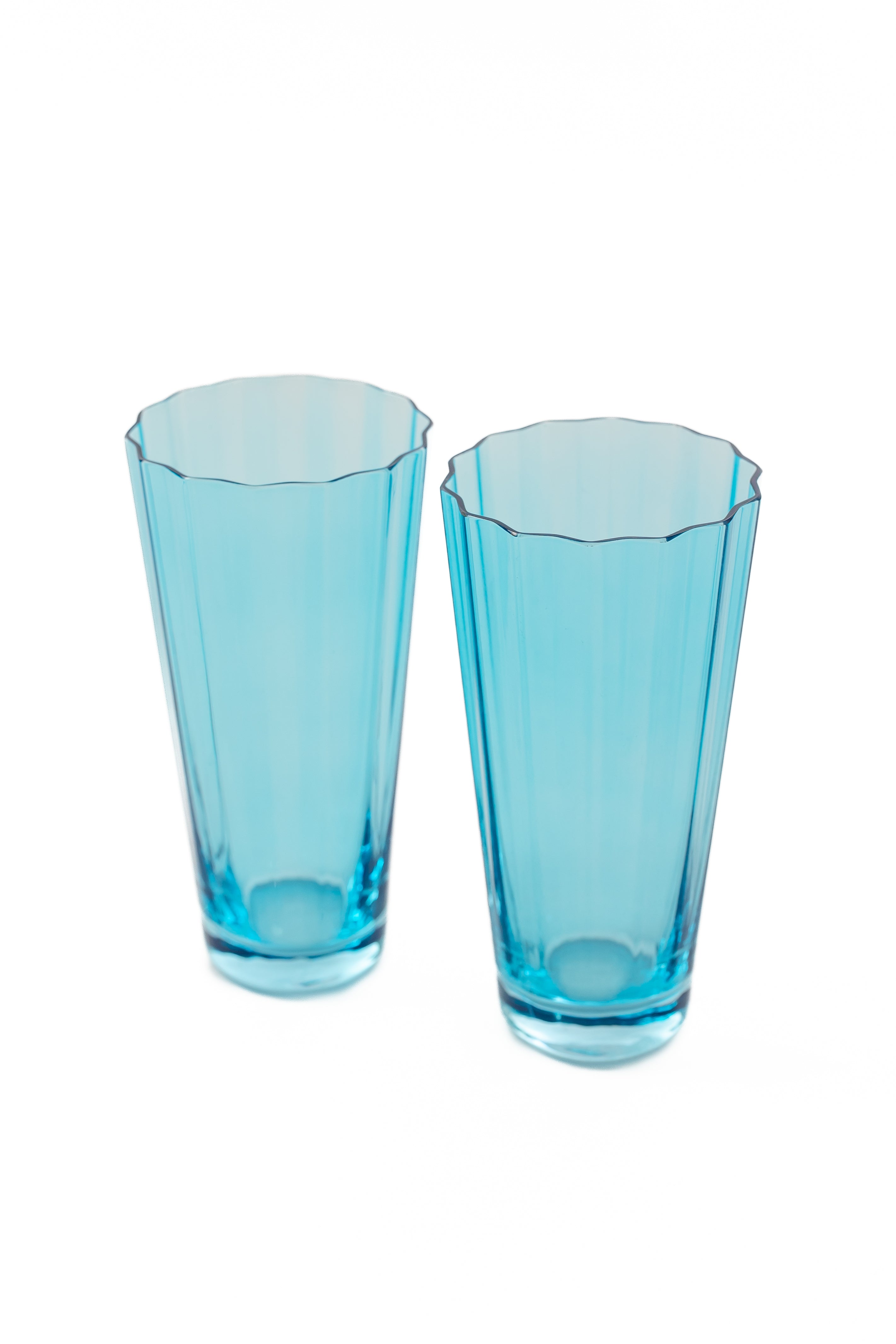 Estelle Colored Sunday Highball Glasses Set of 2 - Ocean Blue | Elegant Drinking Glasses for Cocktails, Juice & Iced Tea | Perfect for Home Bar, Parties & Gift Giving