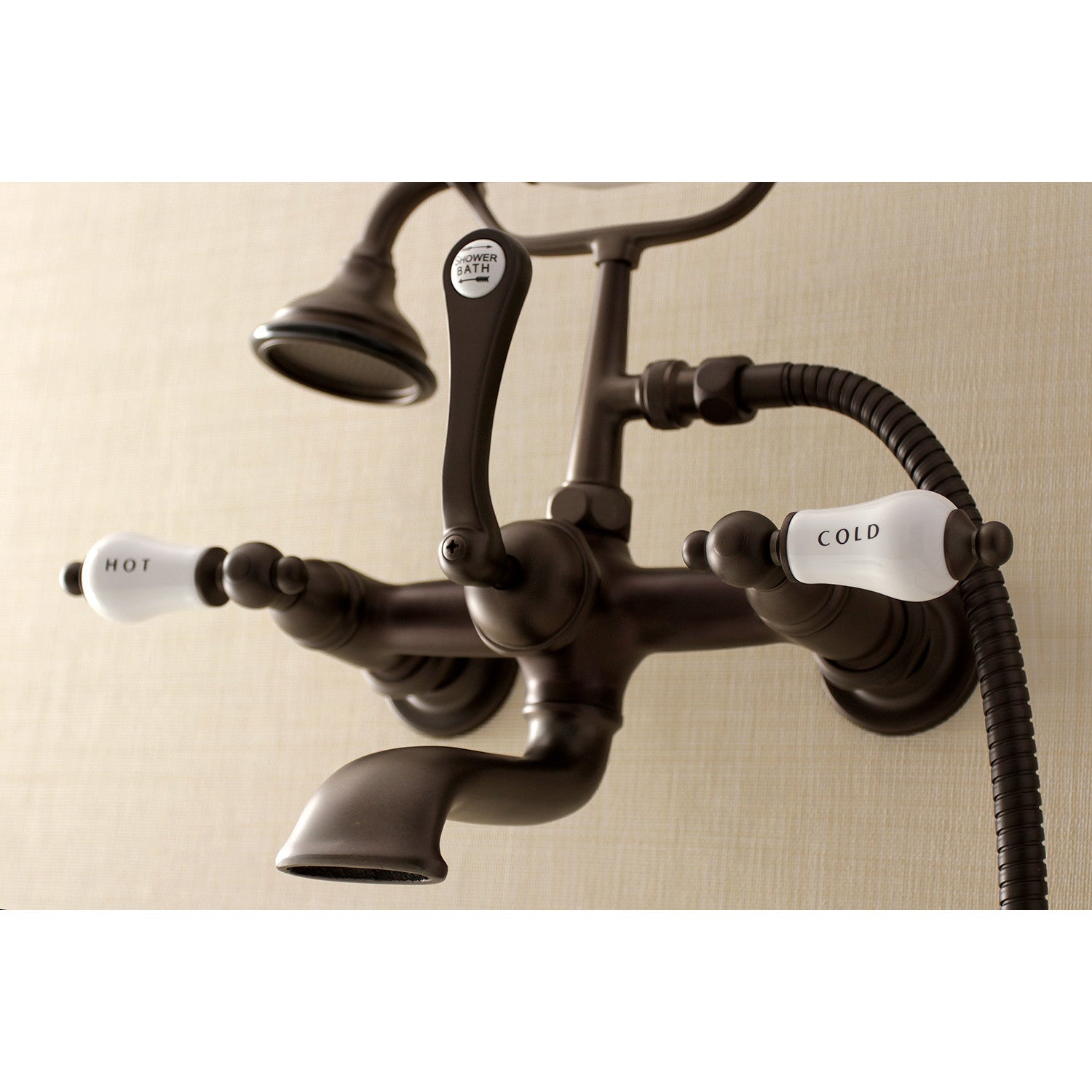 Vintage Clawfoot Tub Faucet with Hand Shower - Oil Rubbed Bronze 3-Handle Wall Mount Bathroom Fixture for Antique & Modern Bathrooms - Perfect for Spa, Soaking, and Relaxation