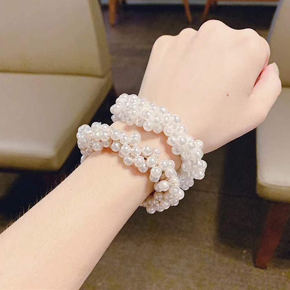 Ruihfas 6Pcs Pearl Hair Scrunchies - Soft Elastic Hair Ties for Women & Girls, Fashion Hair Bands & Ponytail Holders - Perfect for School, Work, Parties & Everyday Use