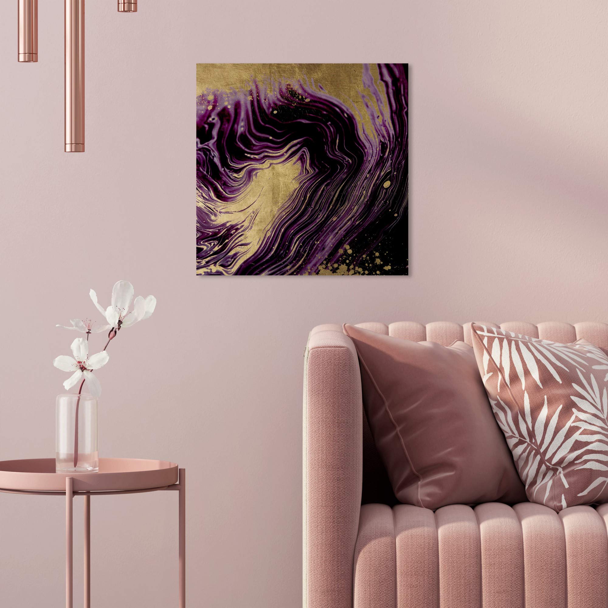 Oliver Gal Artist Co. Abstract Wall Art Canvas Print 'Plum Agate' - 12x12 Inch Gold & Purple Modern Home Decor - Perfect for Living Room, Bedroom & Office Wall Decor