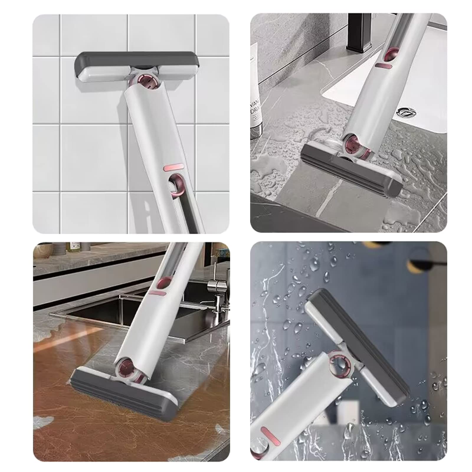 2023 Upgraded Portable Self-Squeeze Mini Mop - Strong Absorbent Wet/Dry Cleaning System for Glass, Car, Bathroom & Kitchen - Lazy Hand Wash-Free Design with 1 Cotton Head & Squeeze Handle - Perfect for Small Spaces, Quick Cleanups & Hard-to-Reach Areas