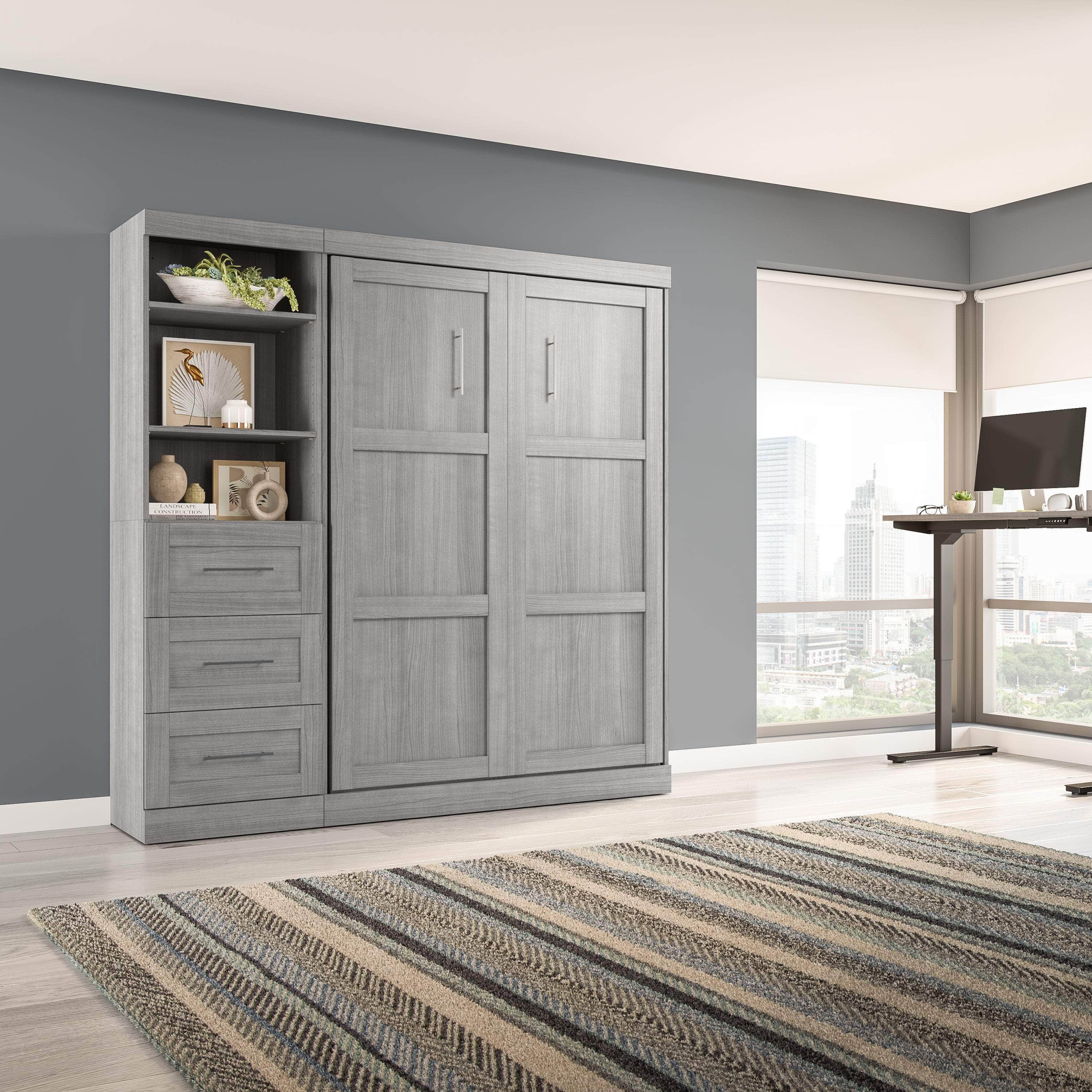 Pur Full Murphy Wall Bed with Storage Drawers - 84