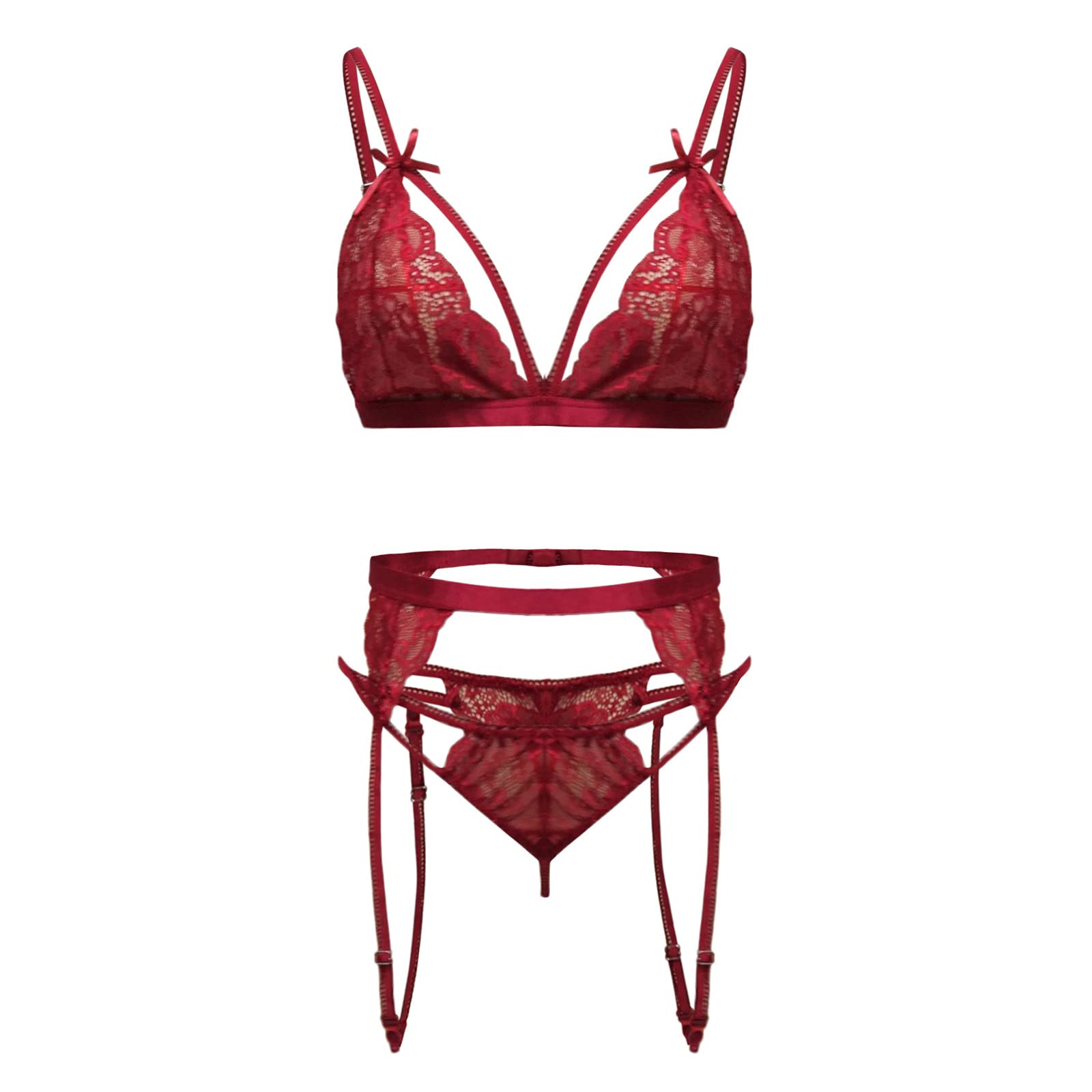 Sexy Lace Suspender Bra Set with Collar - Women's Elegant Lingerie for Special Occasions & Romantic Nights