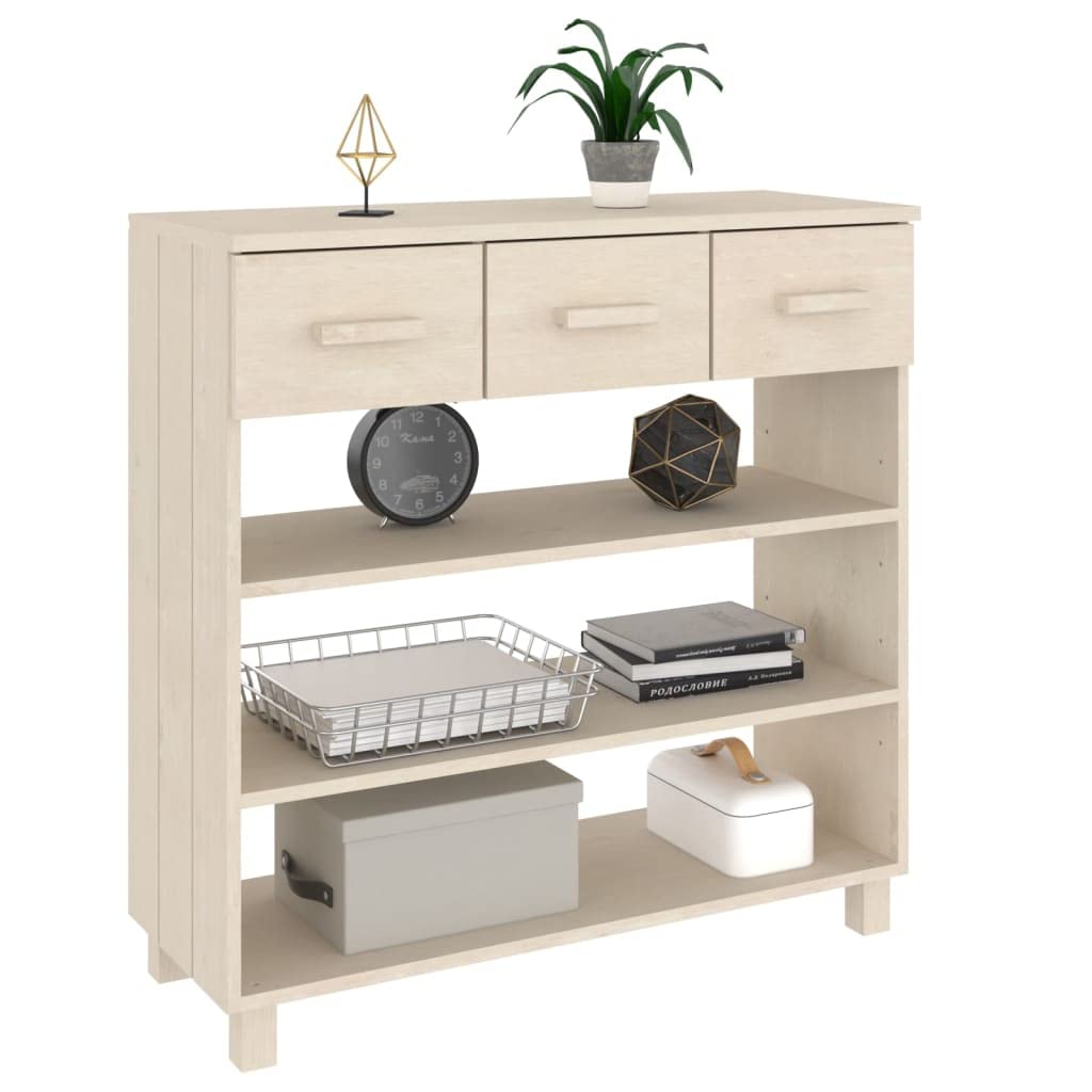 CHARMMA Solid Pine Console Table with 3 Drawers & Shelves - Entryway Shoe Storage for Hallway, 35.4