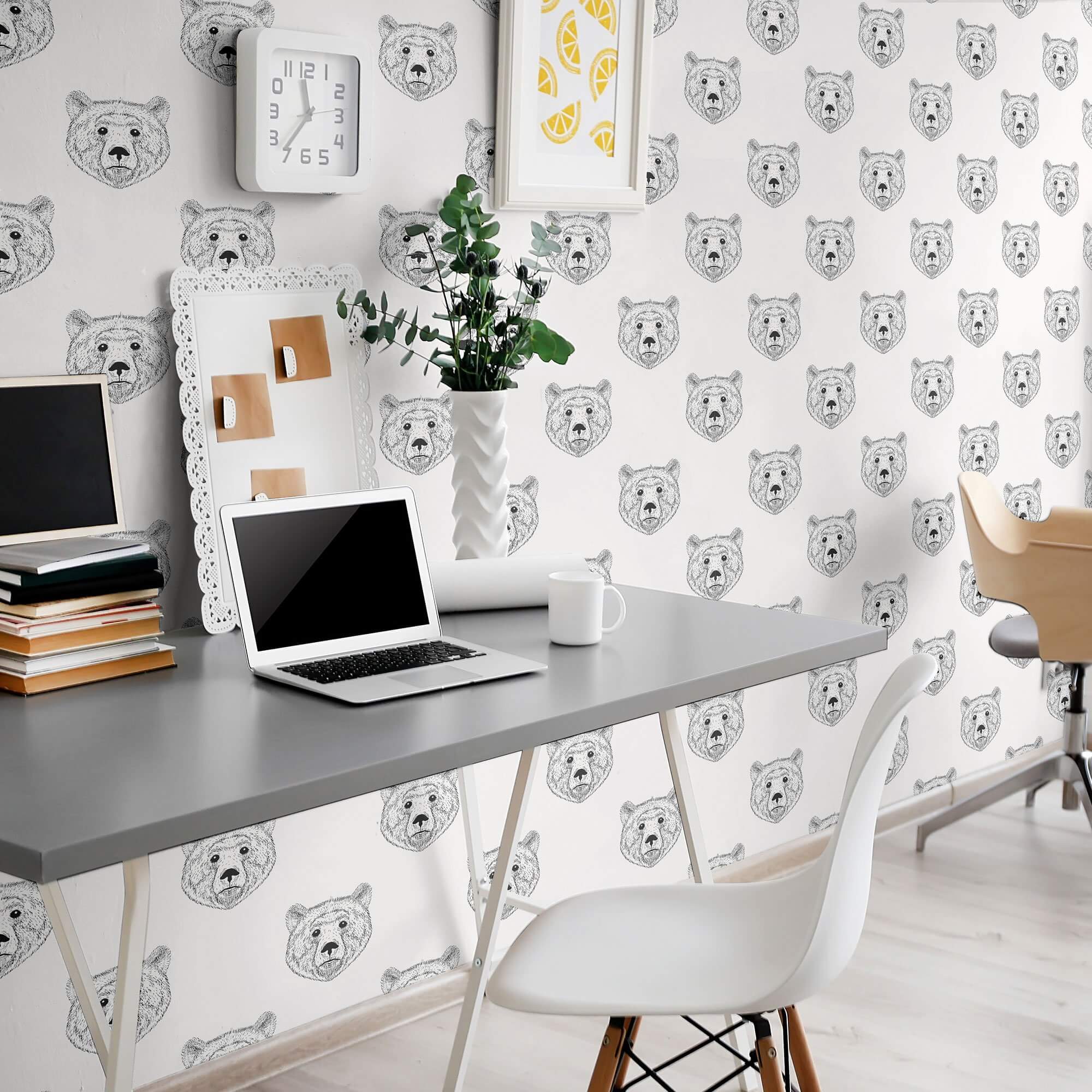 White Bear Animal Peel and Stick Removable Wallpaper 9747 - Self-Adhesive Decorative Wall Covering for Nursery, Kids Room, Dorm & Home Decor