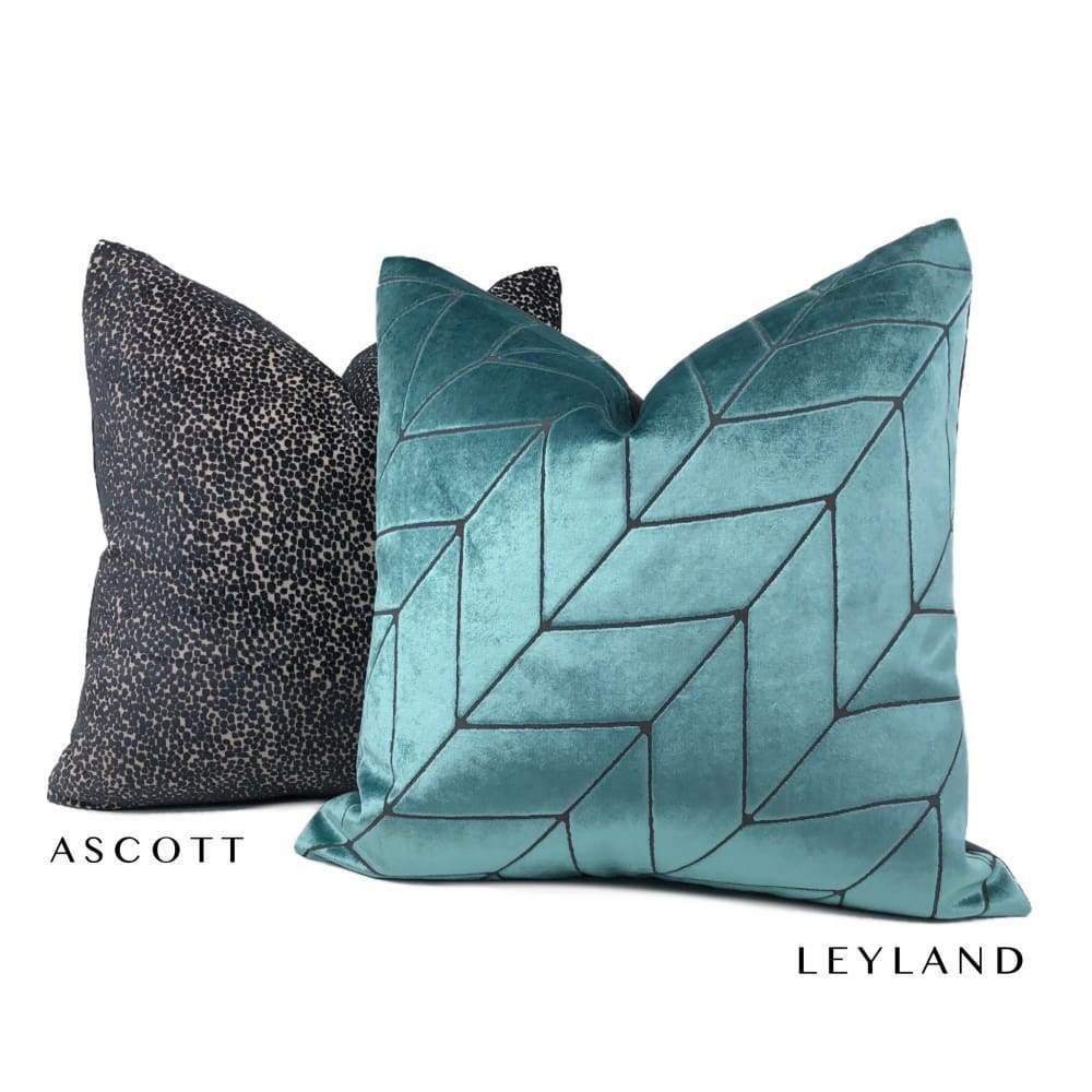 Leyland Teal Green Diagonal Chevron Velvet Pillow Cover - Soft Decorative Throw Pillow Case for Sofa, Bed, Couch - Home Decor & Living Room Accessories