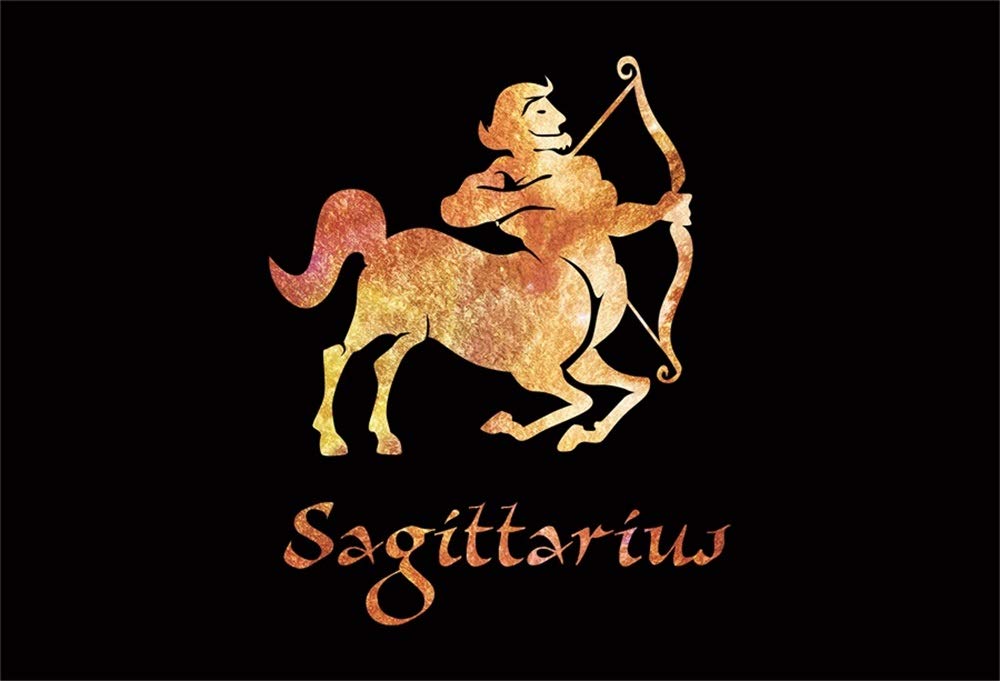 Baocicco 10x6.5ft Sagittarius Zodiac Photography Backdrop - Golden Constellation Pattern on Black Background for Astrology, Birthday Parties & Horoscope Photo Shoots | Perfect for Social Media Content, Baby Showers & Celestial-Themed Events