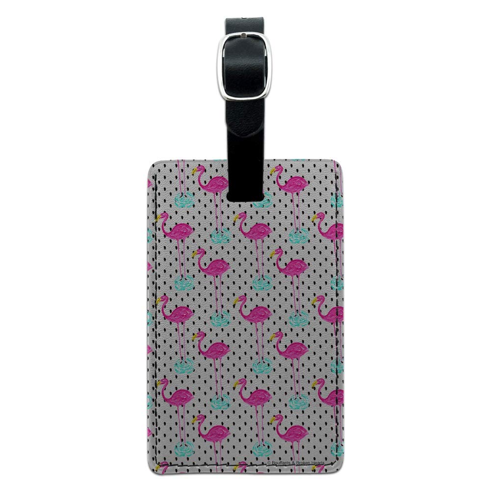 Stylish Flamingo Print Rectangle Leather Luggage Tag - Waterproof Suitcase ID Card Holder for Travel & Carry-On Bags - Perfect for Vacation, Business Trips & Airports