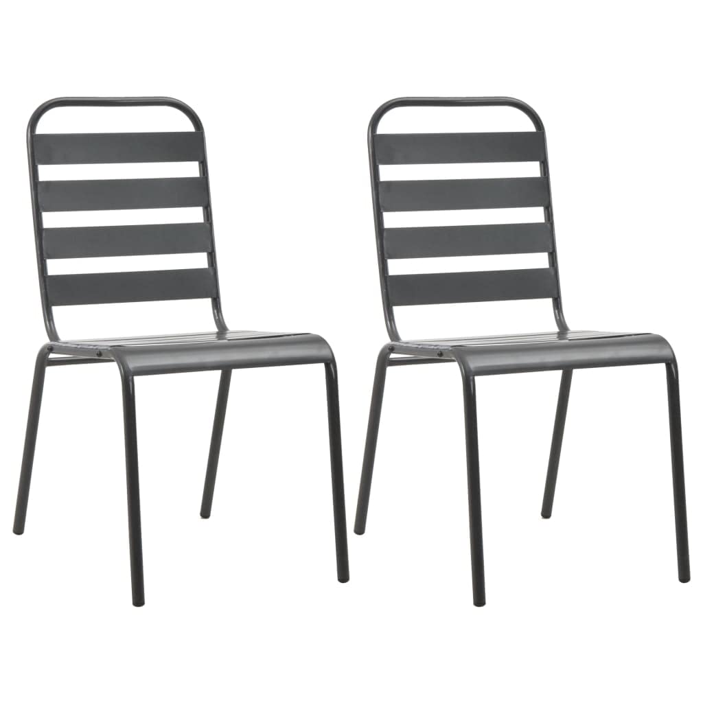 2-Pack Outdoor Dining Chairs - Metal Lounge Chairs with Slatted Design, Rust & Weather Resistant, Stackable Patio Chairs for Garden, Yard, Porch (Dark Gray) - Perfect for Backyard BBQs, Poolside Relaxation & Outdoor Entertaining
