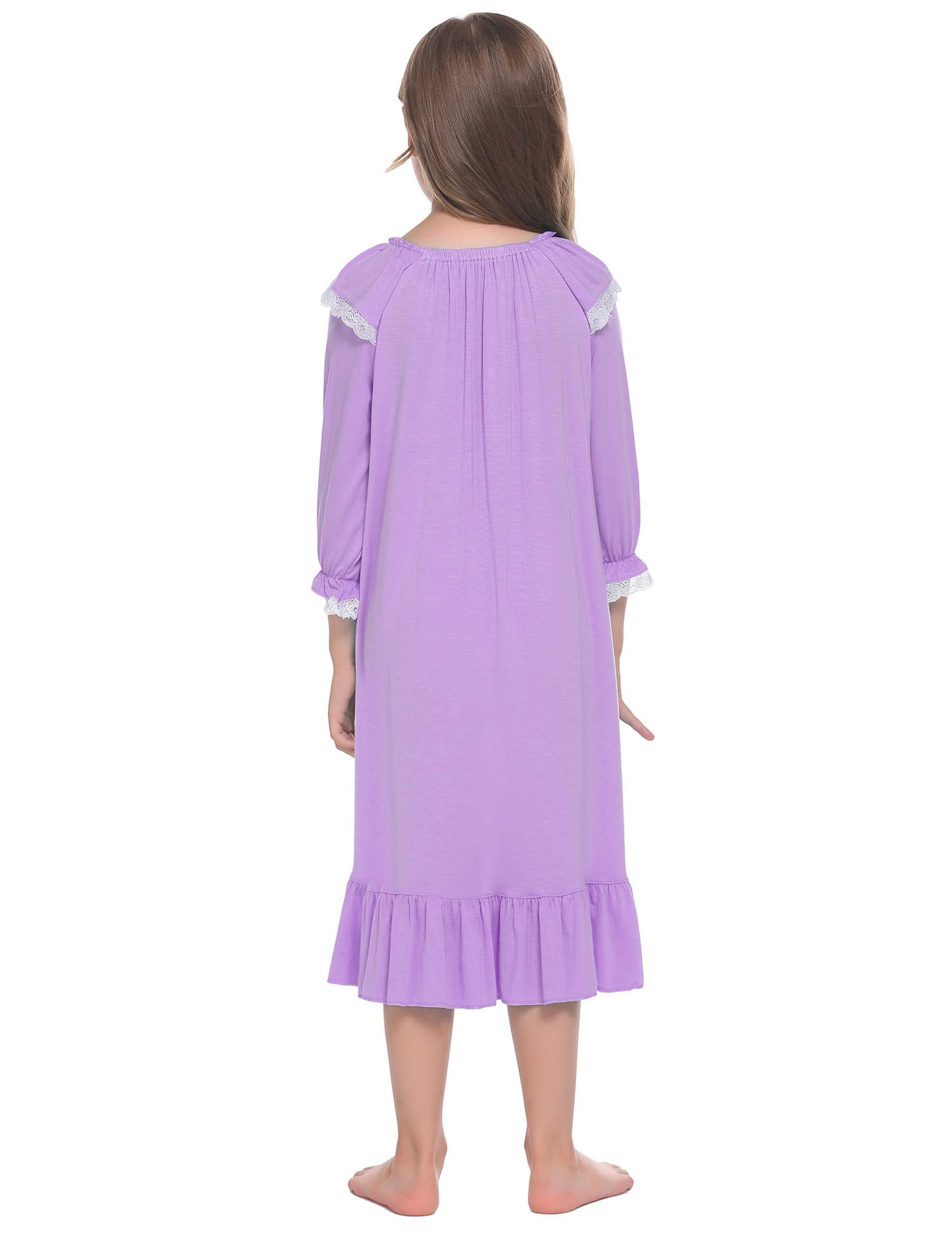 Ekouaer Girls Soft Princess Nightgown - Cute Sleep Shirt for Toddlers & Kids - Comfortable Cotton Pajama Dress for Bedtime, Sleepovers & Playtime
