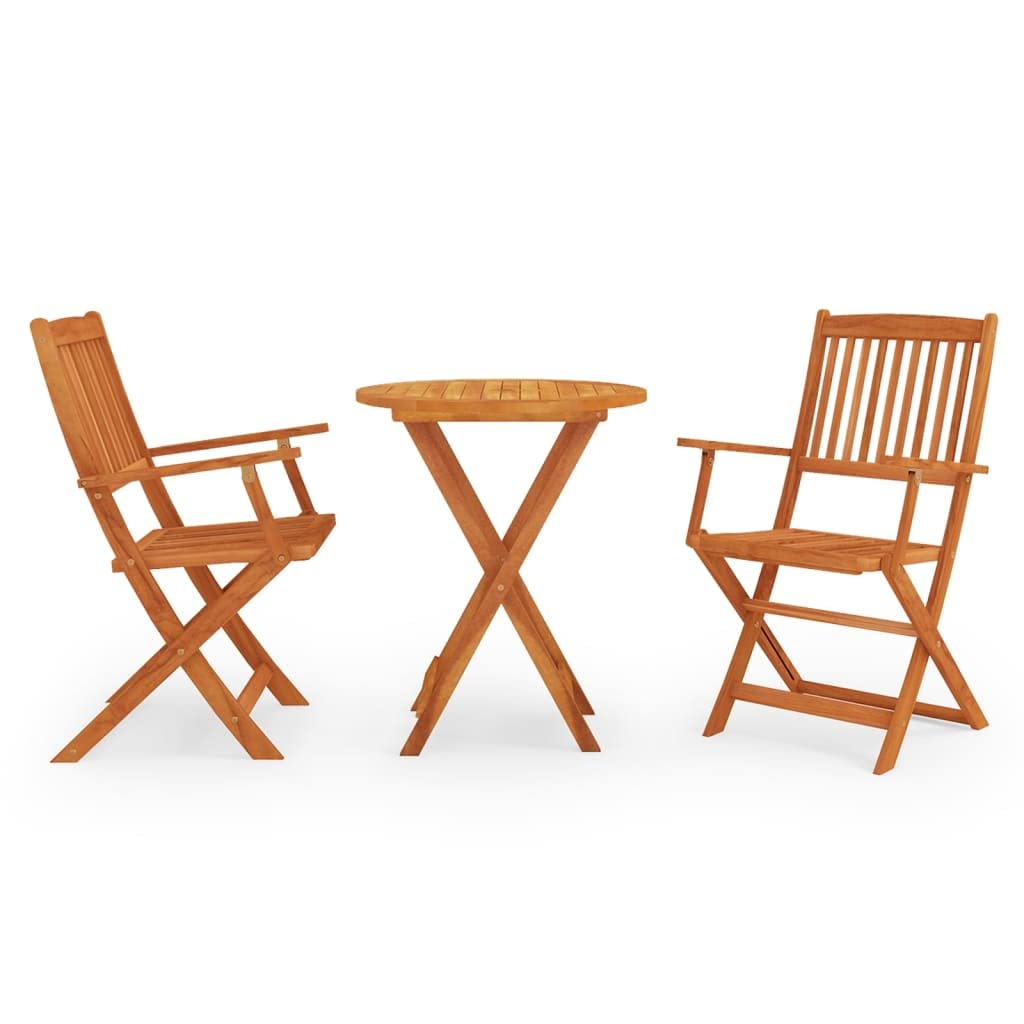 WELLIKEA 3-Piece Outdoor Patio Dining Set - Foldable Eucalyptus Wood Table & Chairs for Garden, Balcony, Backyard & Poolside Relaxation