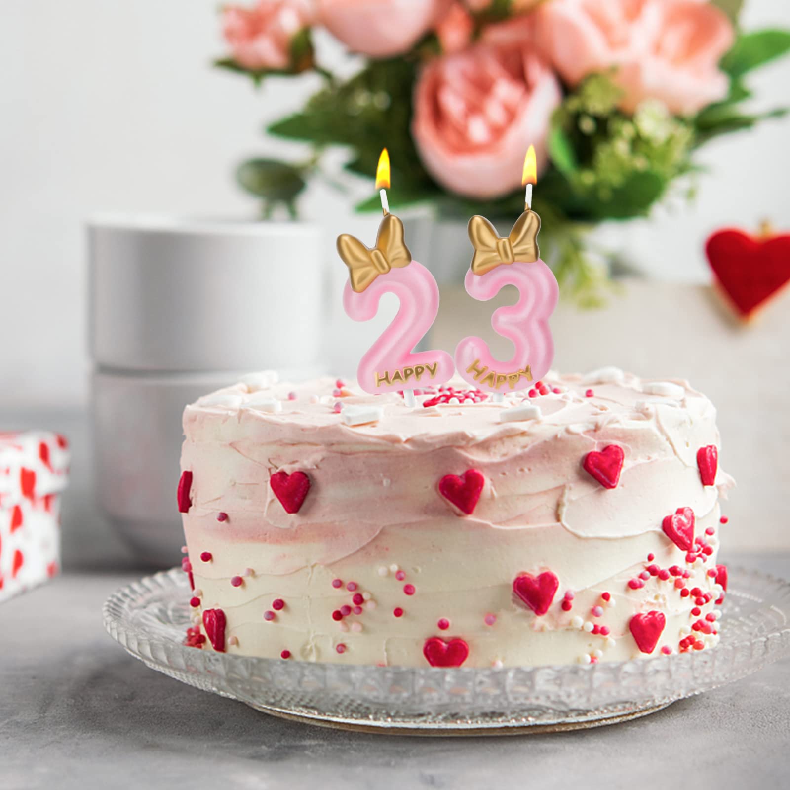 Pink Number 3 Birthday Candle for Cake Topper - Gold Sparkle Candle for 3rd Birthday Party Decorations, Baking Celebrations, Anniversaries & Reunions | Perfect for Girl's Third Birthday Cakes, Party Supplies & Special Occasions