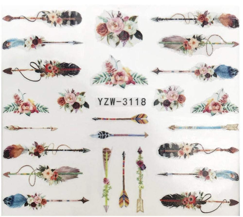 Premium Feather Arrows & Floral Nail Stickers Set - Salon Quality Nail Art Decals for DIY Manicure & Nail Decoration - Perfect for Parties, Weddings & Special Occasions