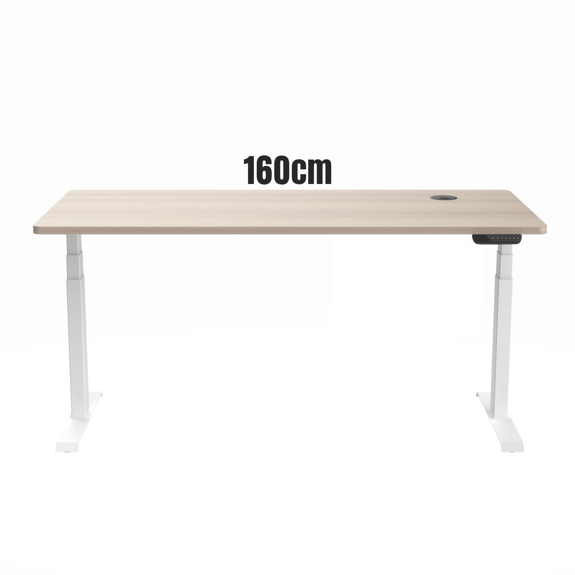 MARLO Single Workstation with Adjustable Height Lift - 1.6M Oak & White Standing Desk for Home Office, Study & Workspace - Ergonomic Computer Desk for Working, Writing & Gaming