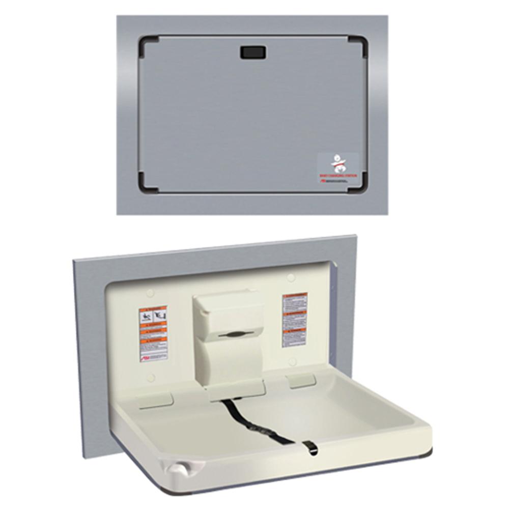 ASI 9018 Horizontal Plastic Recessed Baby Changing Station - Satin Finish | Ideal for Daycares, Public Restrooms & Family Homes