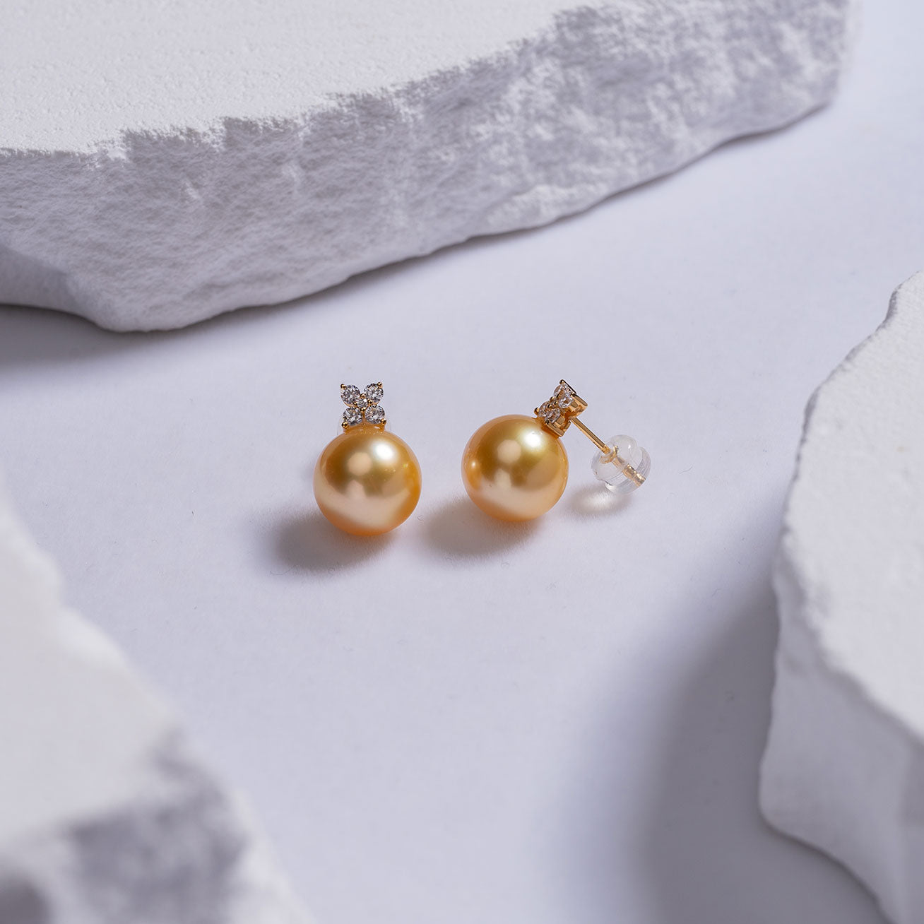 18K Solid Gold South Sea Golden Pearl Earrings KE00110 - Luxury Pearl Jewelry for Women, Elegant Gift for Weddings, Anniversaries & Special Occasions