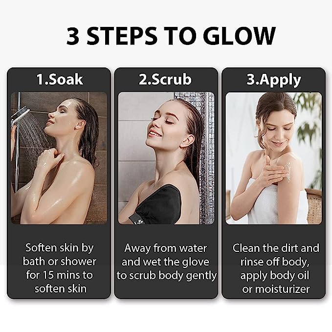 Piercell Exfoliating Gloves for Dead Skin Removal - Body Scrubber Bath Gloves with Deep Cleansing - Premium Shower Exfoliator for Smooth Skin - Perfect for Spa, Dry Brushing & At-Home Skincare Routine