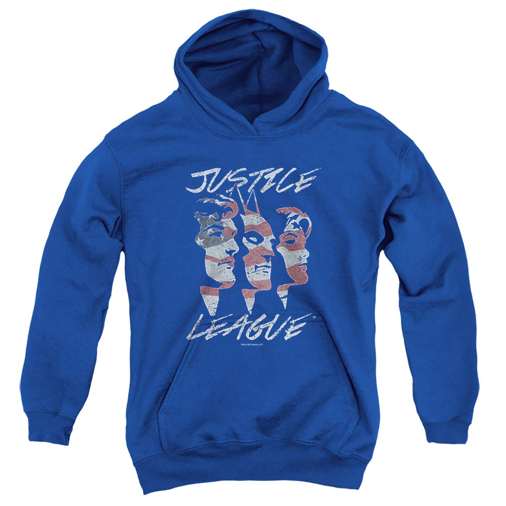 Trevco JLA Justice For America Unisex Youth Pullover Hoodie - Superhero Costume & Casual Wear for Kids & Teens - Perfect for Halloween, Cosplay, and Everyday Fashion