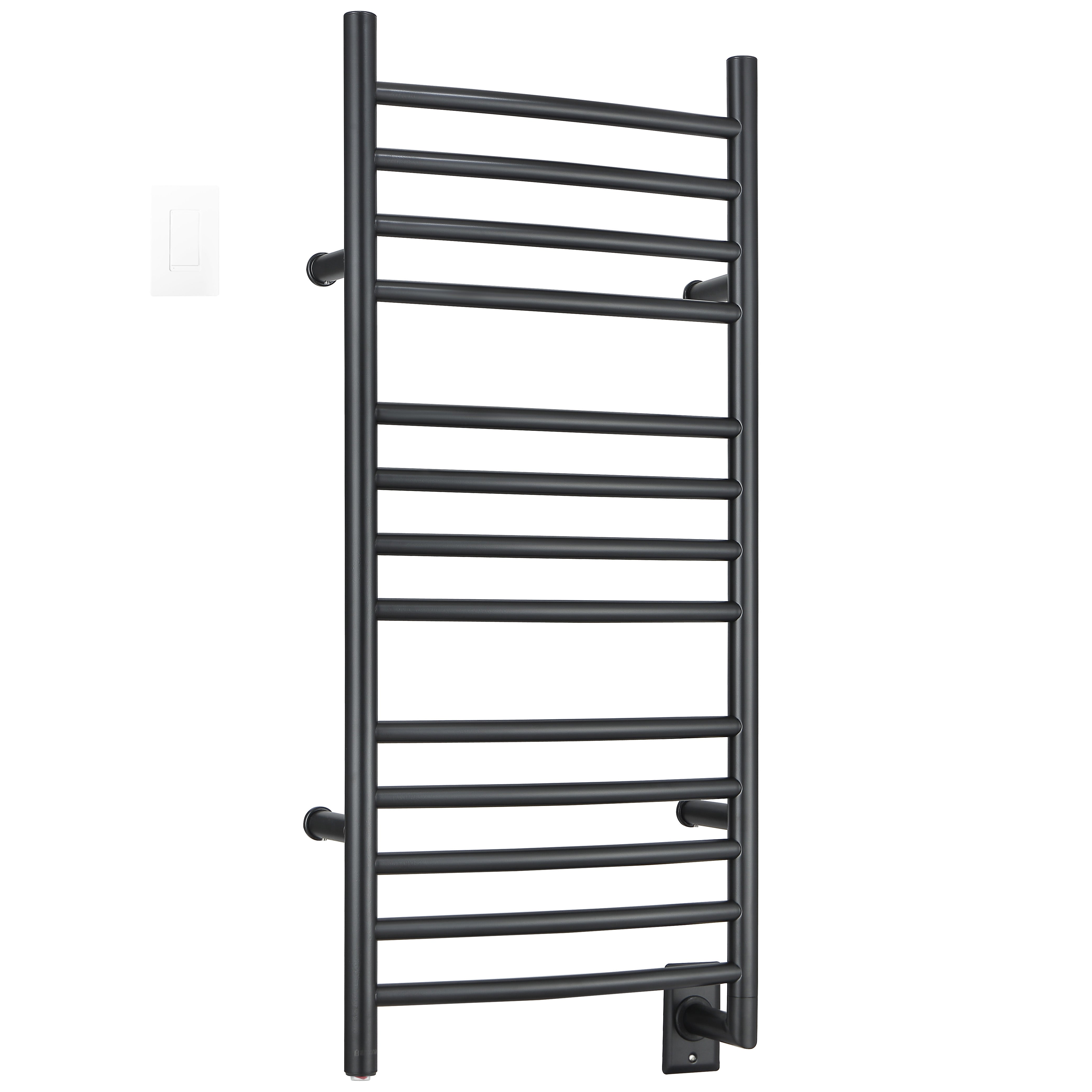 Ancona Svelte Rounded 13-Bar Hardwired Bathroom Towel Warmer Heater - Matte Black Finish with WiFi Timer & Smart Control - Perfect for Spa, Luxury Bathroom & Home Decor
