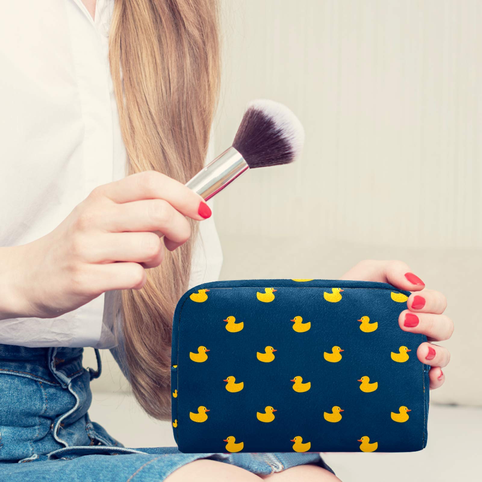 Cute Duck Pattern Travel Cosmetic Organizer for Women - Waterproof Makeup Bag with Zipper - Perfect for Vacation, Gym & Daily Use