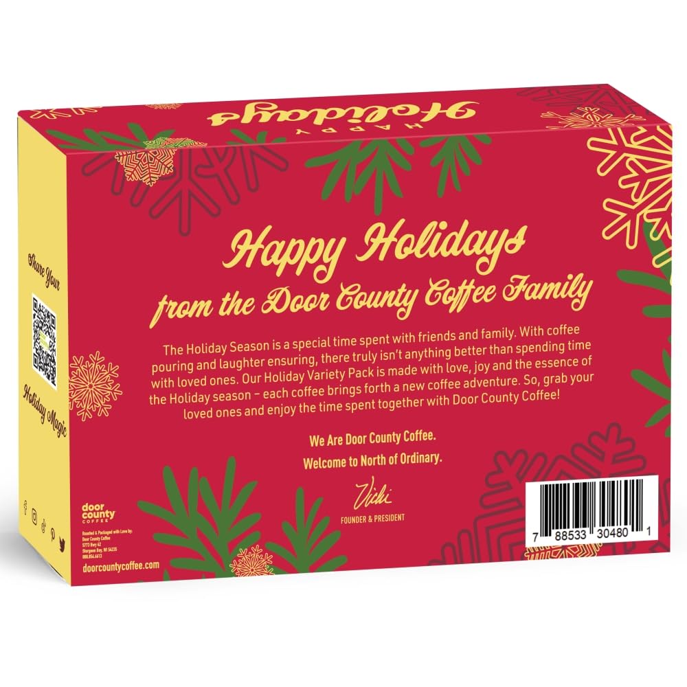 Premium Holiday Coffee Gift Set - 3 Pack (8oz Bags) - Door County Christmas Blend, Jingle Bell Java & Candy Cane Flavored Gourmet Coffee - Perfect for Christmas Gifts, Office Parties & Cozy Winter Mornings