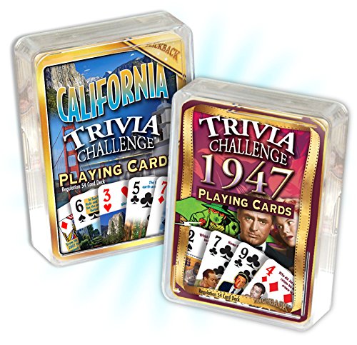 Media, Inc. 1947 Trivia Playing Cards & California Trivia Combo - Fun Party Game for Birthday, Anniversary & Family Gatherings | Vintage Style Card Deck for Game Nights & Travel Entertainment