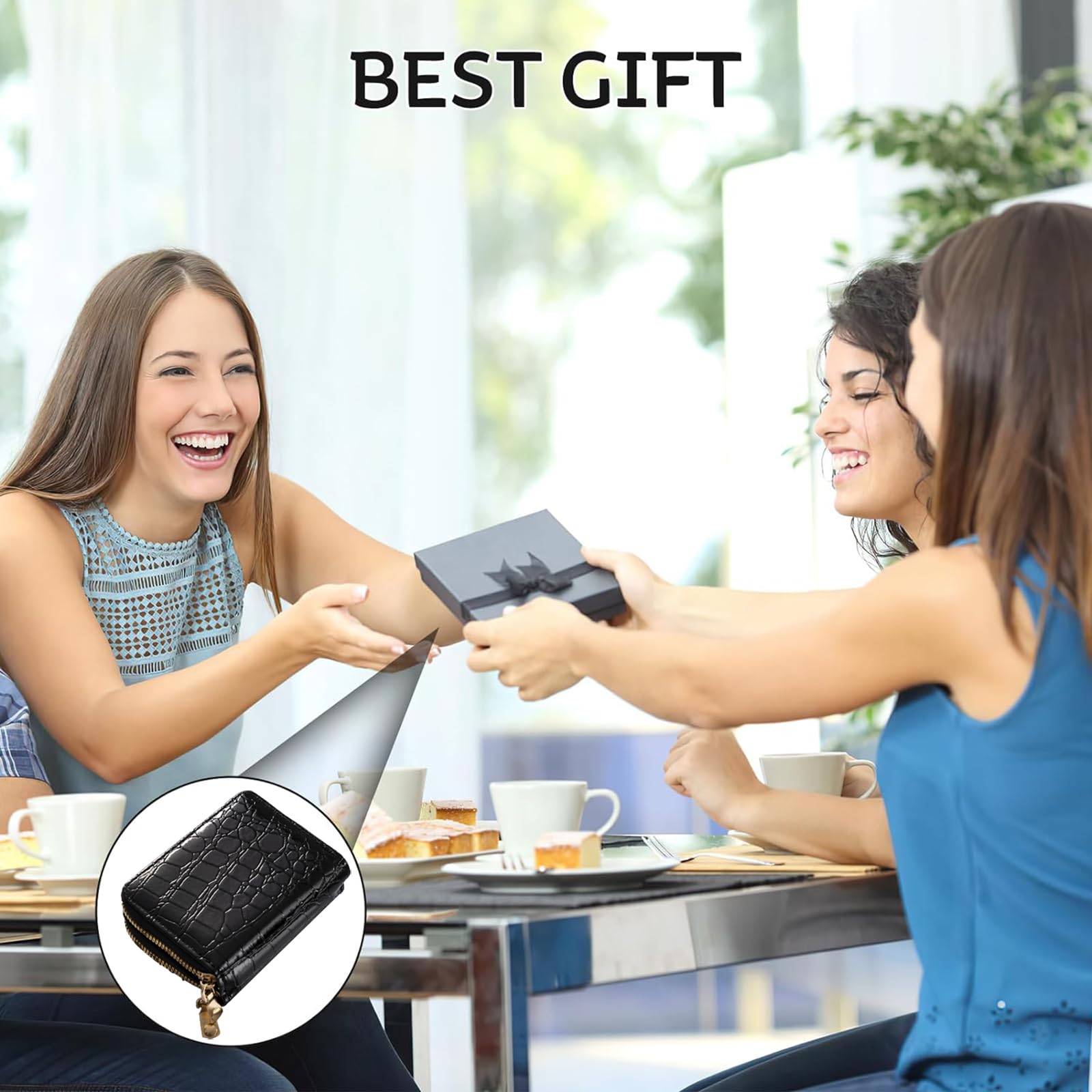 Stylish Crocodile PU Leather Card Holder with Zipper - Multi-Slot Compact Wallet for Men & Women - Perfect for Travel, Business & Everyday Use (Black)